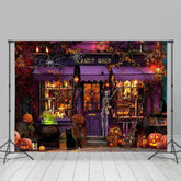 Aperturee - Aperturee Pumpkin Autumn Purple Candy Shop Halloween Backdrop